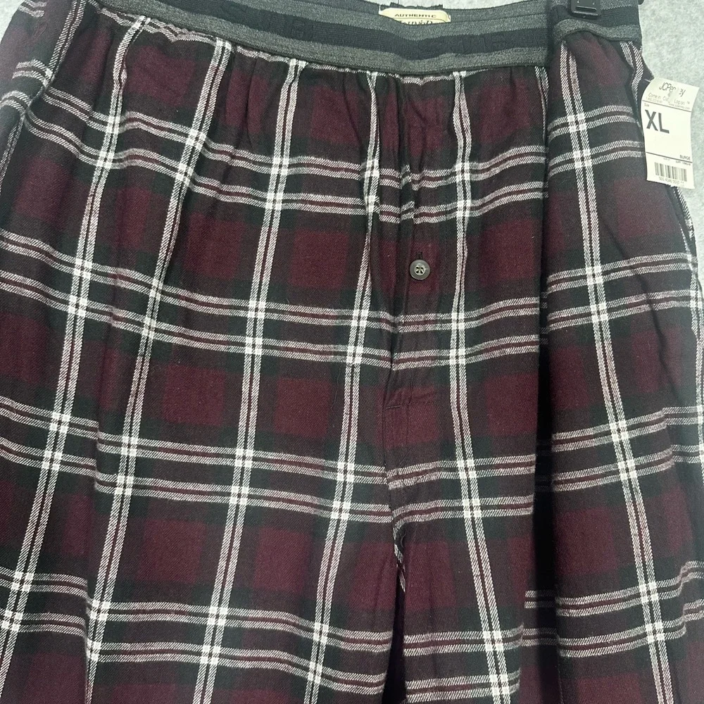 St. John's Bay Mens XL Lounge Pajama Pants Burgundy/White Plaid Elastic Waist - Picture 8 of 13